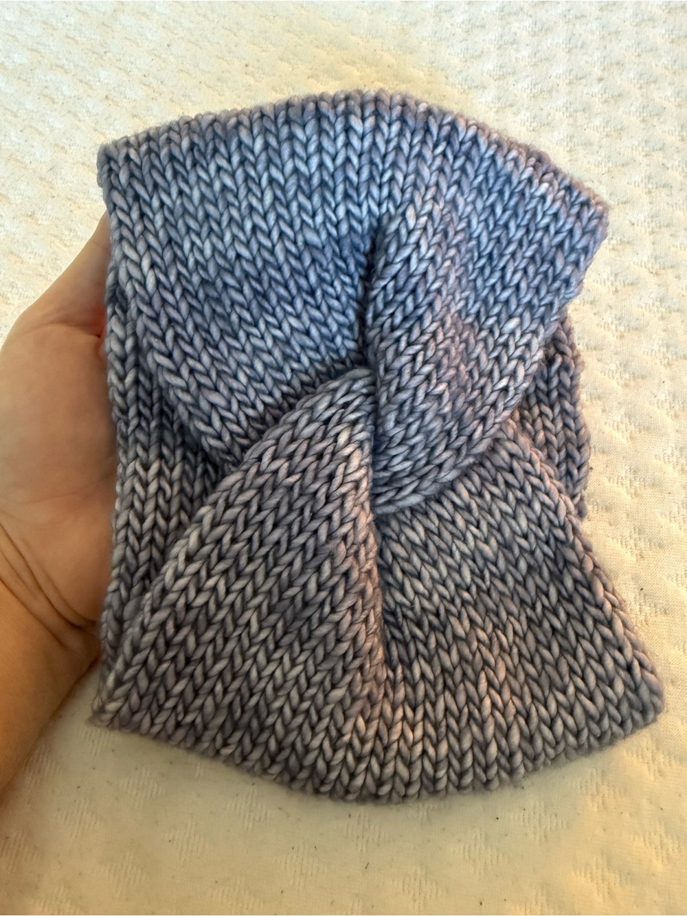 Knitted Twist Headband in Heathered Lavender-Gray